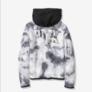 VS Pink Bling Reversible Sherpa Lined Full Zip